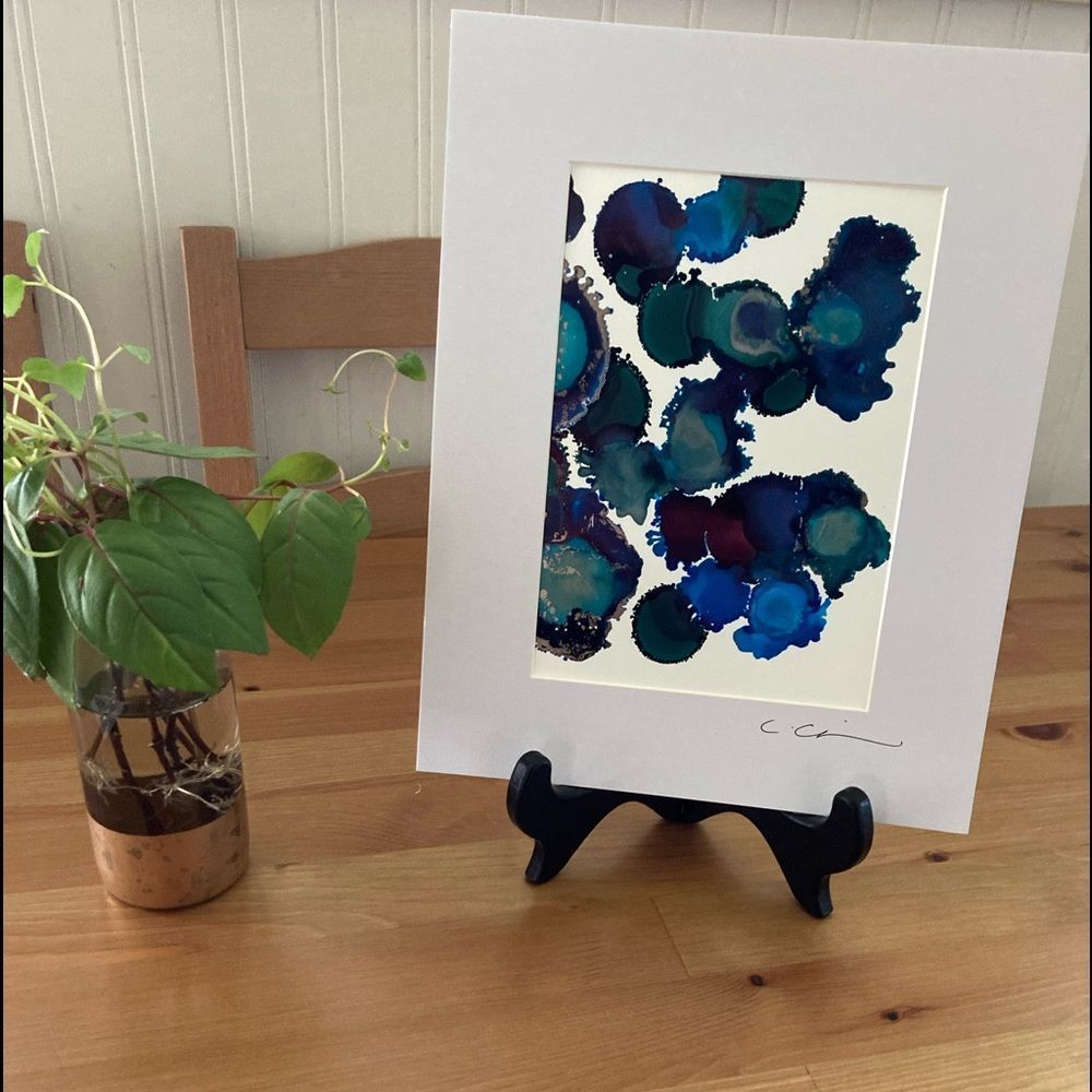 New Original Signed Artwork Colorful Alcohol Ink on Paper